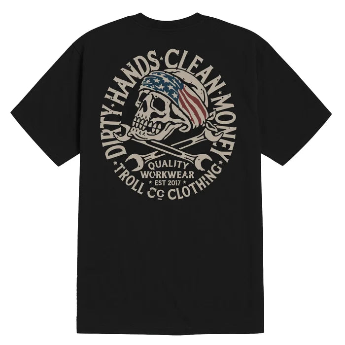 Back view of the Troll Co. DHCM Pirate graphic t-shirt in black