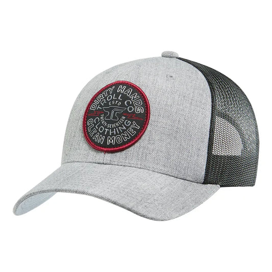Troll Co. DHCM Shocker curved brim trucker hat in gray heather