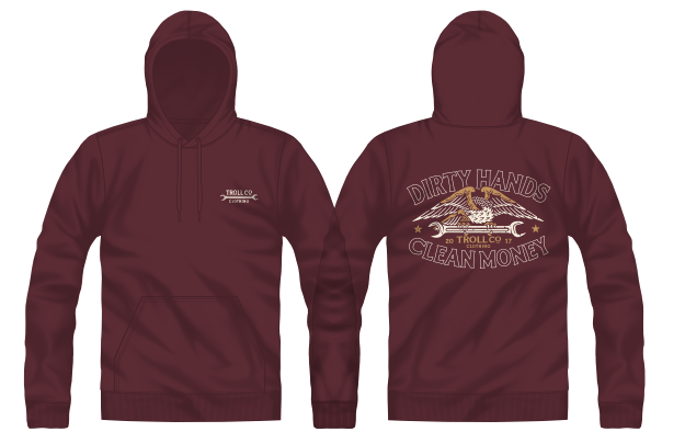 Troll Co. DHCM Wing Spanner hooded sweatshirt in port, additional product image
