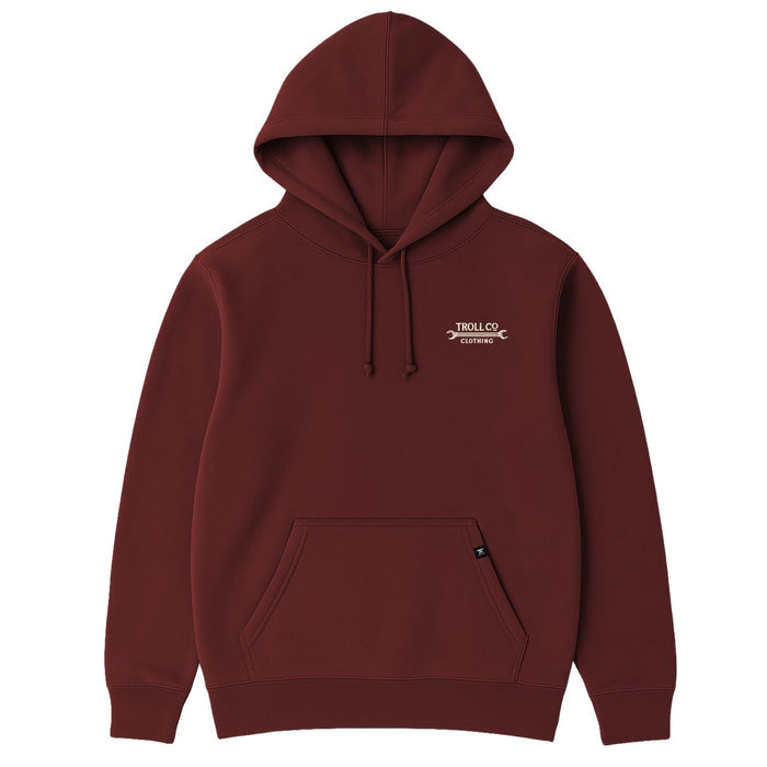 Troll Co. DHCM Wing Spanner hooded sweatshirt in port, alternate product view