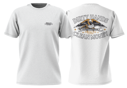Troll Co. DHCM Wing Spanner short-sleeve graphic t-shirt in white, available in big and tall sizes