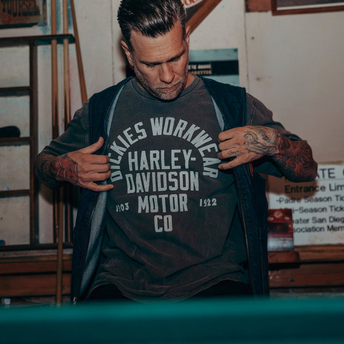 Dickies x Harley-Davidson washed short sleeve graphic tee in black, alternate product view