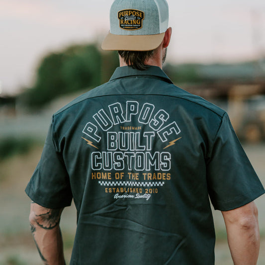 Dickies x Purpose-Built Customs work shirt in charcoal, big and tall sizing