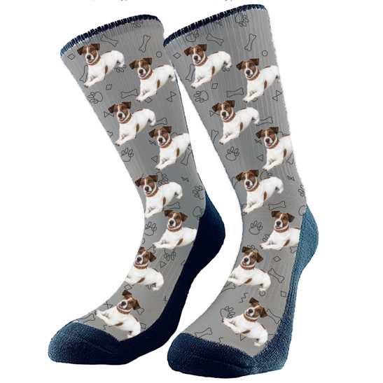 This party outline of dog bones and paw prints all over pattern is a real hit. We will crop your dog's face or full body onto the sock style you choose. Get custom socks with your very own fur babies face on them! They make the perfect gift for anyone who loves their dog! Perfect for any holiday, birthday, or anniversary!