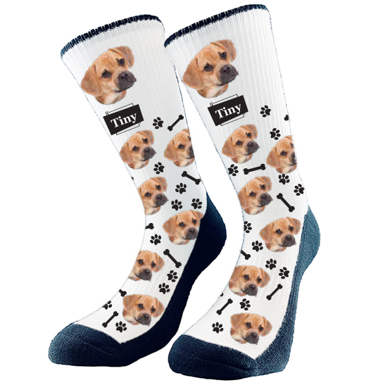 Dog Socks to keep them with you all day. You select the design and customize it and we will make it for you.