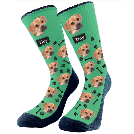 Dog Socks to keep them with you all day. You select the design and customize it and we will make it for you.