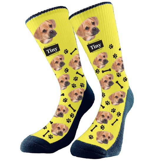 Dog Socks to keep them with you all day. You select the design and customize it and we will make it for you.
