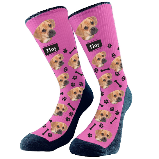 Dog Socks to keep them with you all day. You select the design and customize it and we will make it for you.
