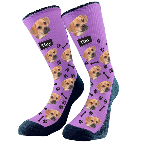 Dog Socks to keep them with you all day. You select the design and customize it and we will make it for you.