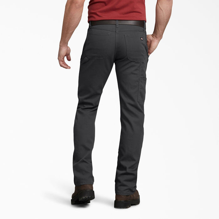 Back view of the Dickies stonewashed gray duck carpenter pant showing the back pockets