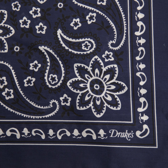 Drake's Paisley Bandana in Navy