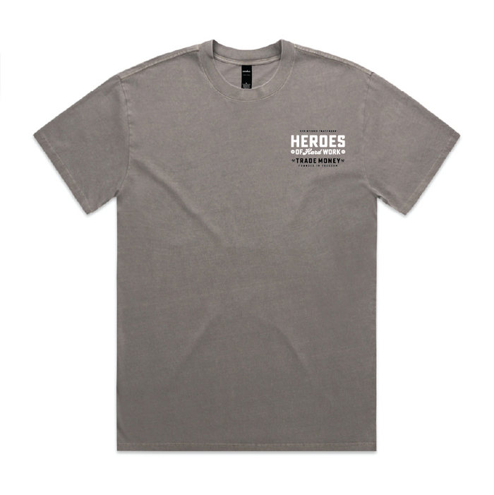 Trade Money Droppin' Loads heavyweight t-shirt in faded grey, additional product view
