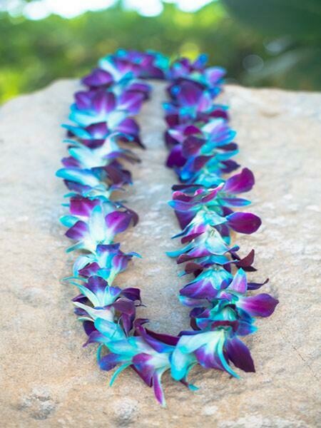 Single strand dyed orchid lei in vibrant color options