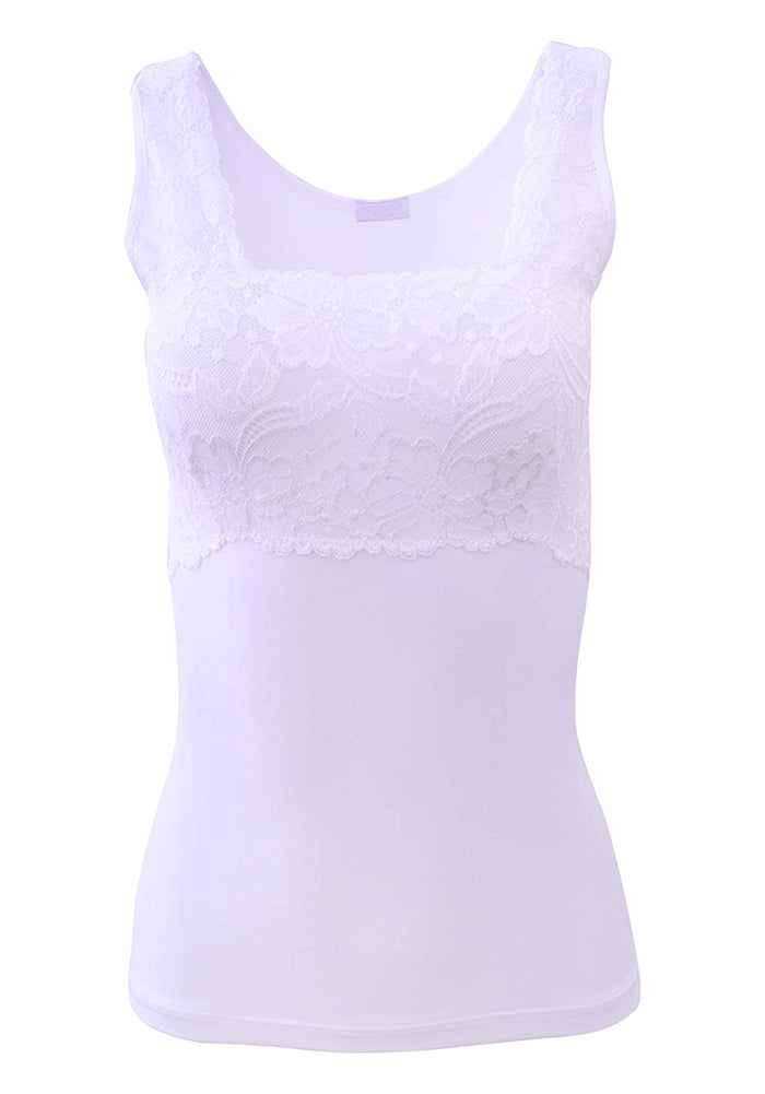 EGI Luxury Modal Women's Lace-Trimmed Tank Top. Proudly Made in Italy (1137)