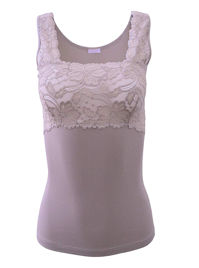 EGI Luxury Modal Women's Lace-Trimmed Tank Top. Proudly Made in Italy (1137)