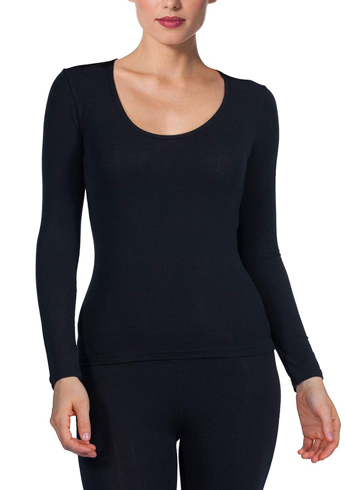 EGI Luxury Modal Women's Long Sleeved T-Shirt. Proudly Made in Italy (Deep Crew Neck 1145)