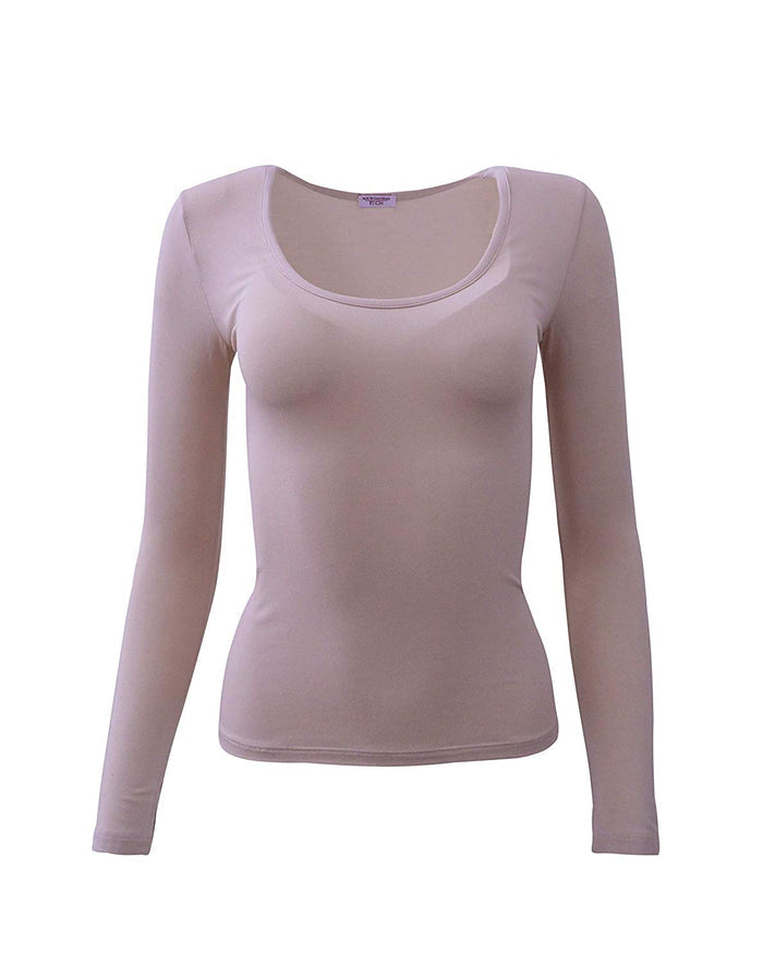 EGI Luxury Modal Women's Long Sleeved T-Shirt. Proudly Made in Italy (Deep Crew Neck 1145)