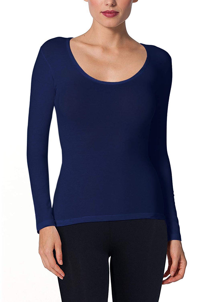 EGI Luxury Modal Women's Long Sleeved T-Shirt. Proudly Made in Italy (Deep Crew Neck 1145)