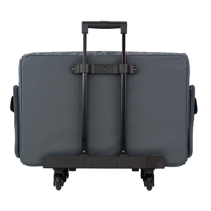 Everything Mary XXL 4 Wheel Collapsible Rolling Sewing Machine Storage Case, Grey Floral