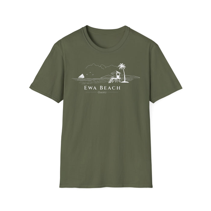 Ewa Beach Skyline T-Shirt (white lineart & text)