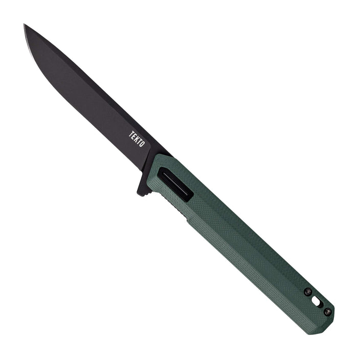 Tekto F2 Bravo folding knife with green G10 handle and black accent hardware