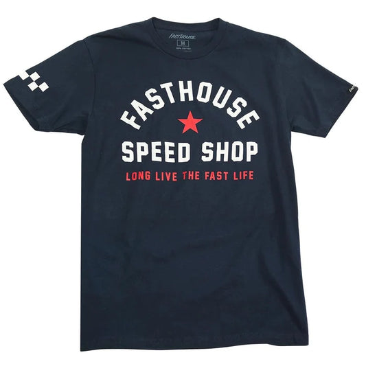 Fasthouse Fast Life short sleeve tee in navy, front view