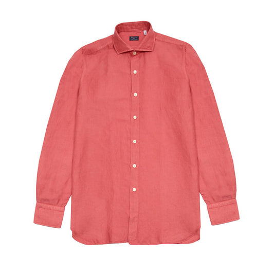 Finamore Napoli Cotton/Linen Blend Shirt in Coral