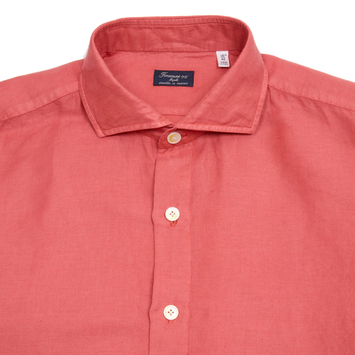 Finamore Napoli Cotton/Linen Blend Shirt in Coral