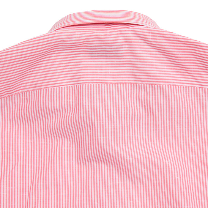 Finamore Porto Popover Shirt in Pink Stripe