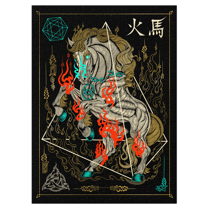 Fire Horse: Jigsaw puzzle with tin