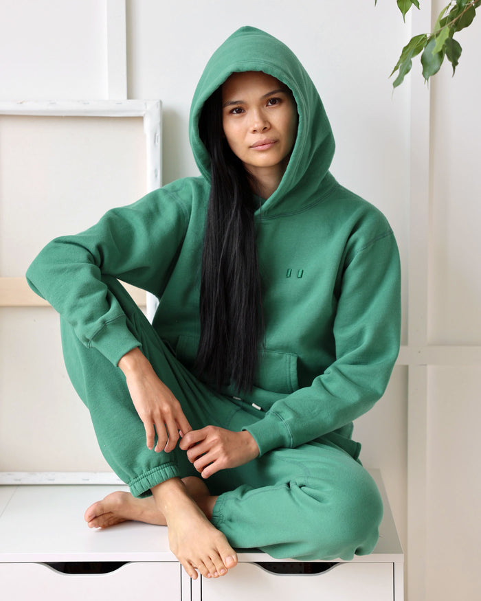 Made in Canada Flag Fleece Hoodie Green - Unisex - Province of Canada