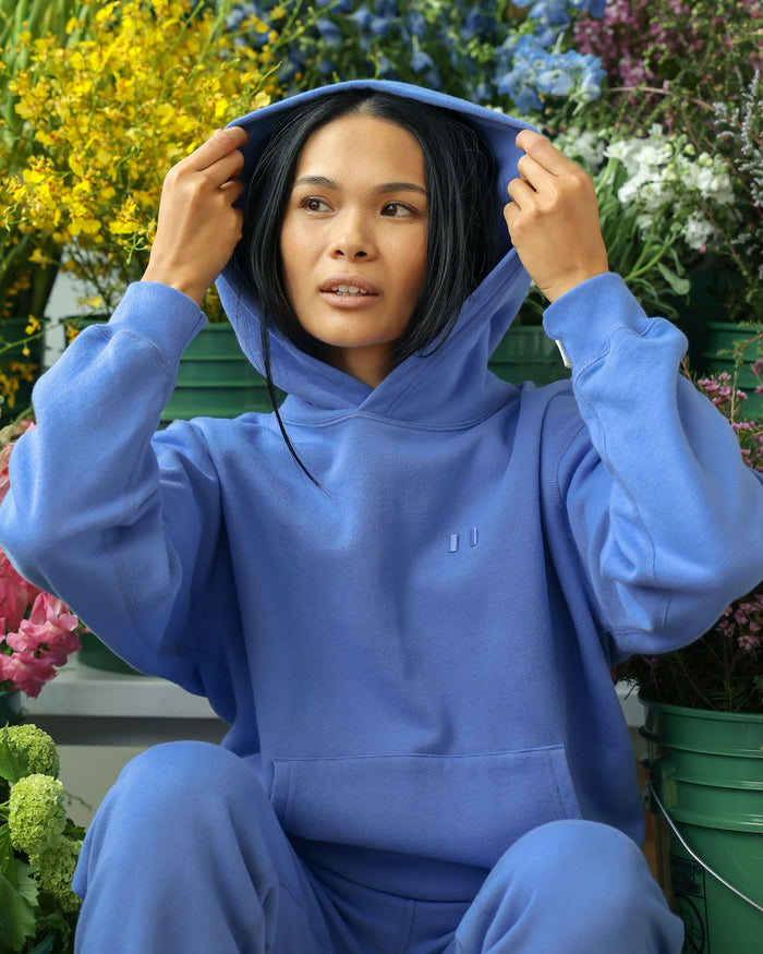 Made in Canada Flag Fleece Hoodie Periwinkle - Unisex - Province of Canada