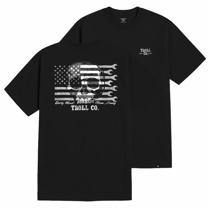 Troll Co. Flagship Skull short-sleeve graphic t-shirt in black, available in big and tall sizes