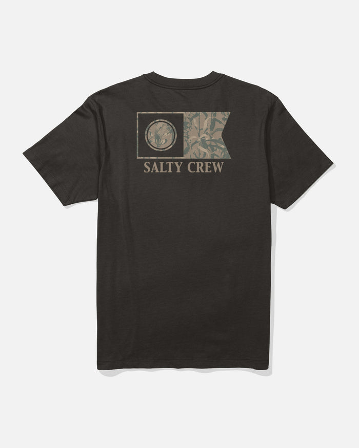 Back view of the Salty Crew Flagship graphic t-shirt in black