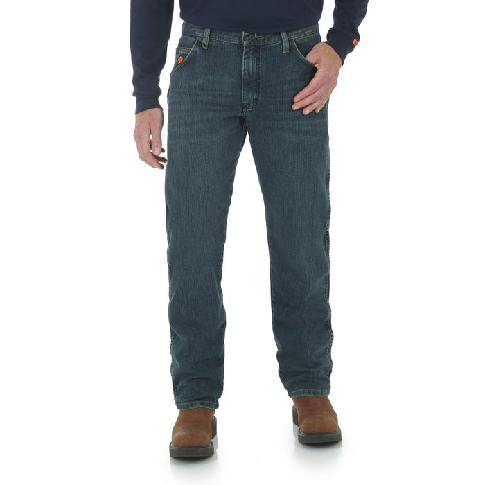 Wrangler flame resistant FR comfort fit work jean in denim, main product view