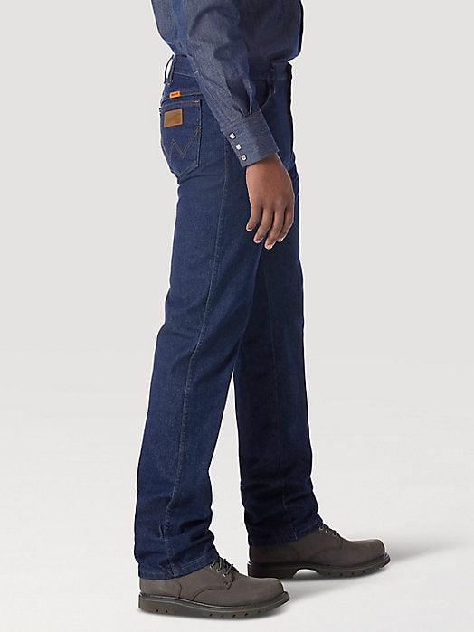 Wrangler FR flame resistant jean in prewash, alternate view of the back pockets
