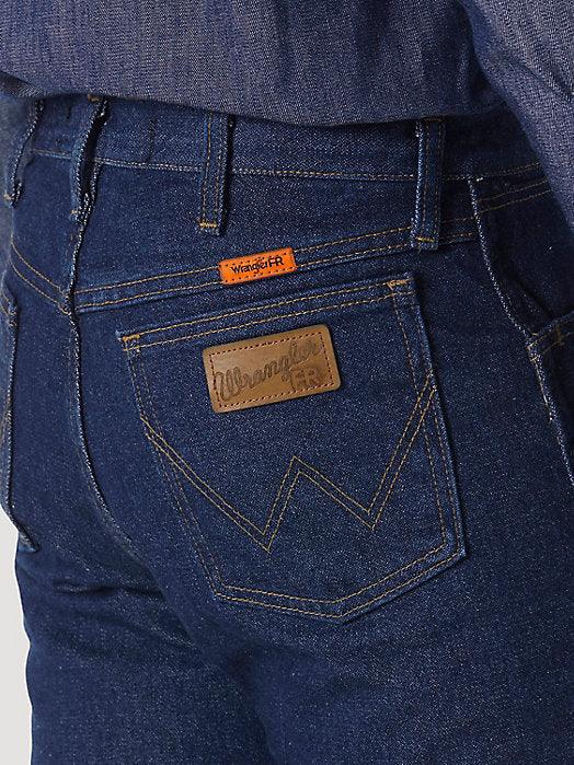 Prewash Wrangler FR flame resistant denim jean, further alternate view of the leg