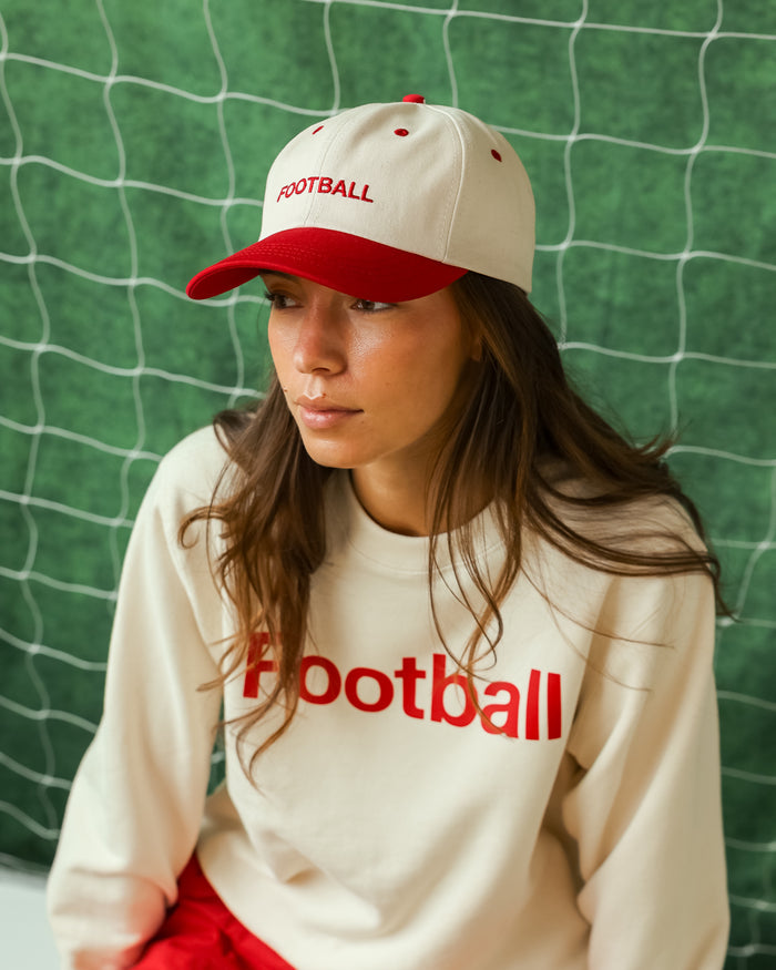 Made in Canada 100% Cotton Red Natural Football Helvetica Baseball Hat - Province of Canada