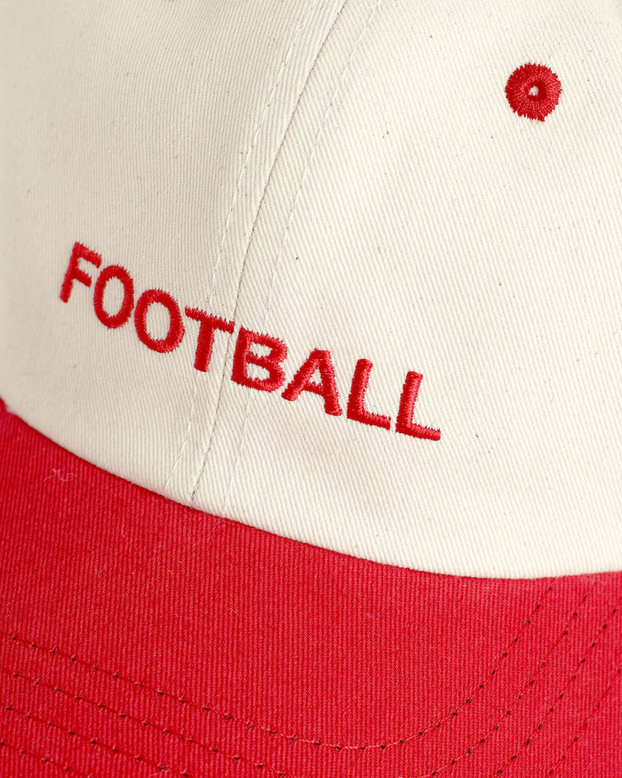 Made in Canada 100% Cotton Red Natural Football Helvetica Baseball Hat - Province of Canada