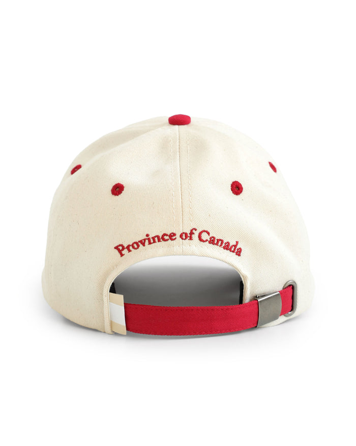 Made in Canada 100% Cotton Red Natural Football Helvetica Baseball Hat - Province of Canada