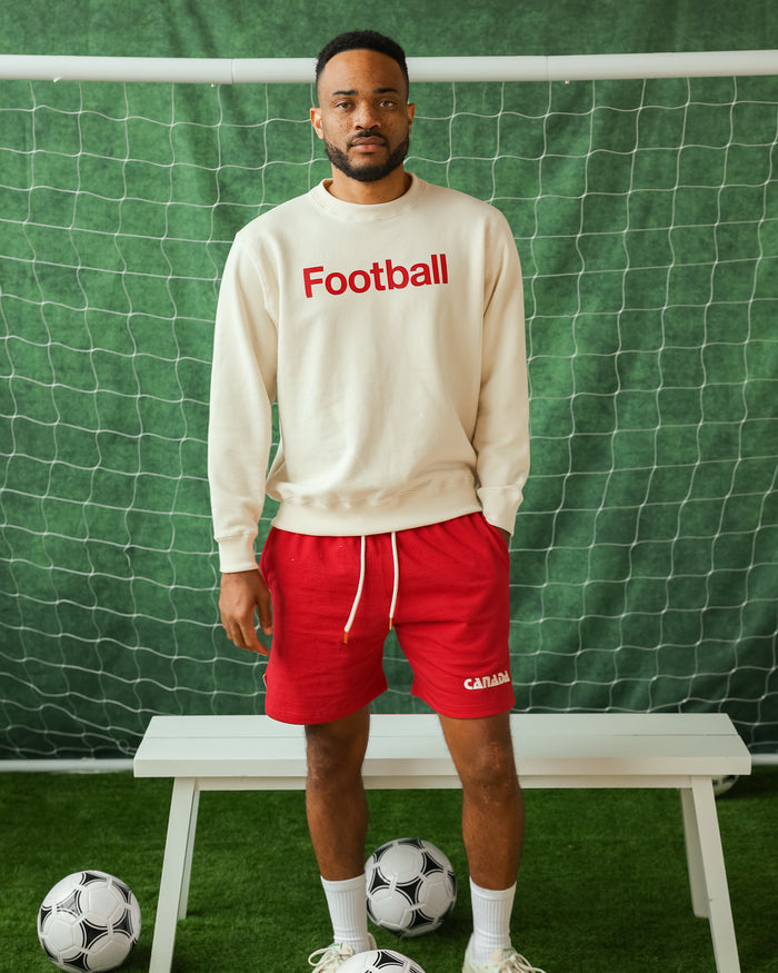 Made in Canada 100% Organic Cotton Football Helvetica Sweatshirt Natural - Unisex - Province of Canada