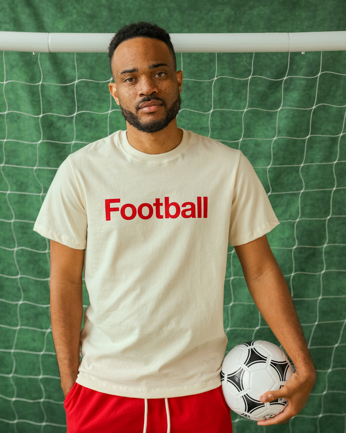 Made in Canada 100% Organic Cotton Football Helvetica Tee Natural - Unisex - Province of Canada