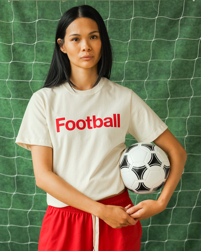 Made in Canada 100% Organic Cotton Football Helvetica Tee Natural - Unisex - Province of Canada
