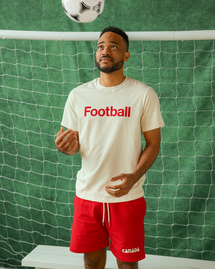 Made in Canada 100% Organic Cotton Football Helvetica Tee Natural - Unisex - Province of Canada