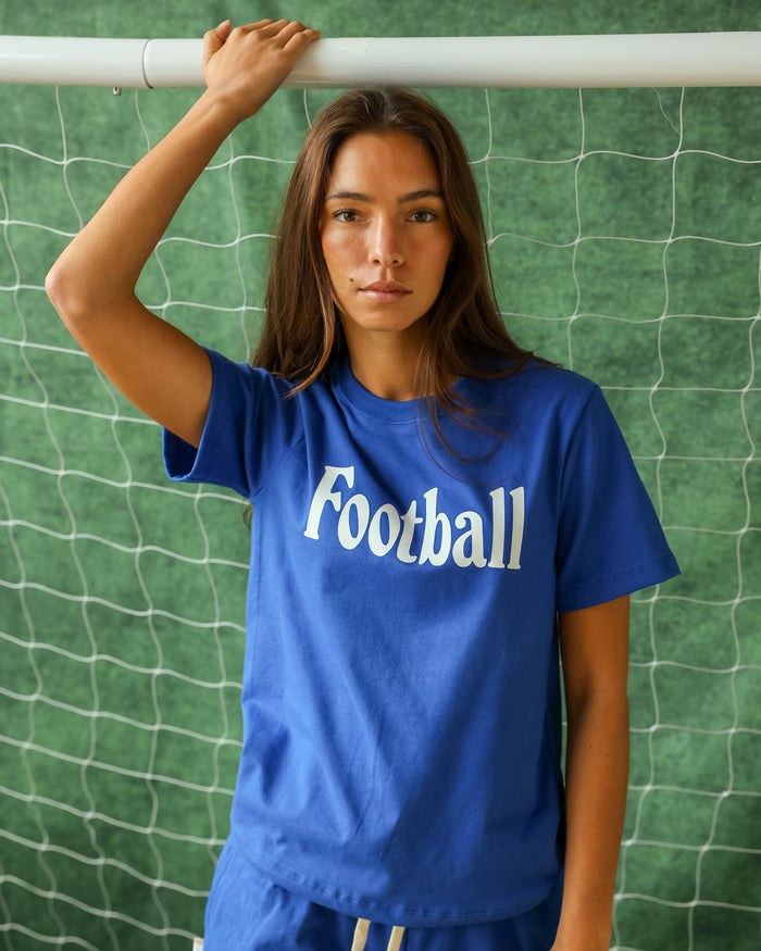 Made in Canada 100% Organic Cotton Football Retro Tee Royal - Unisex - Province of Canada