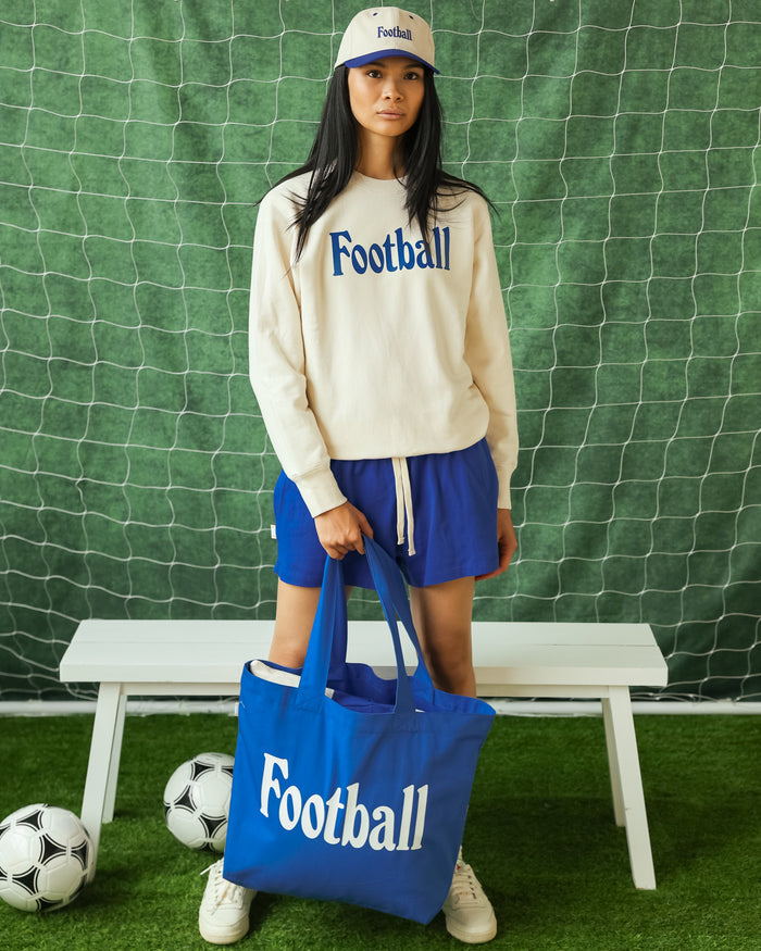 Made in Canada 100% Cotton Football Retro Tote Bag Royal Blue - Province of Canada
