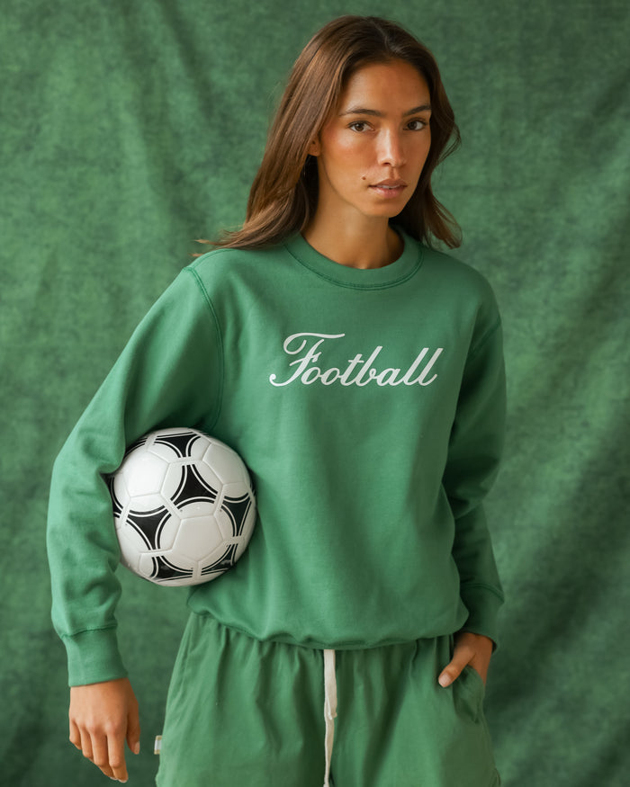 Made in Canada 100% Organic Cotton Football Script Sweatshirt Green - Unisex - Province of Canada