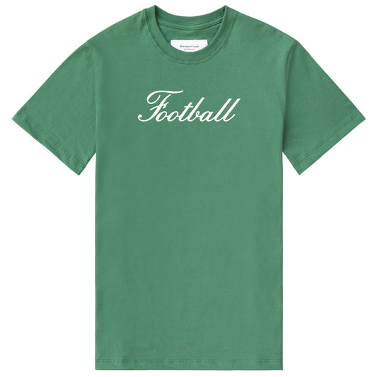 Made in Canada 100% Organic Cotton Soccer Football Script Flag Tee Green - Unisex - Province of Canada