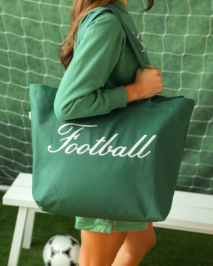 Made in Canada 100% Cotton Football Script Tote Bag Green - Province of Canada