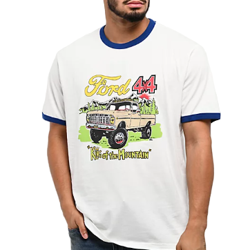 Brixton Ford King of the Mountains short-sleeve ringer t-shirt in white